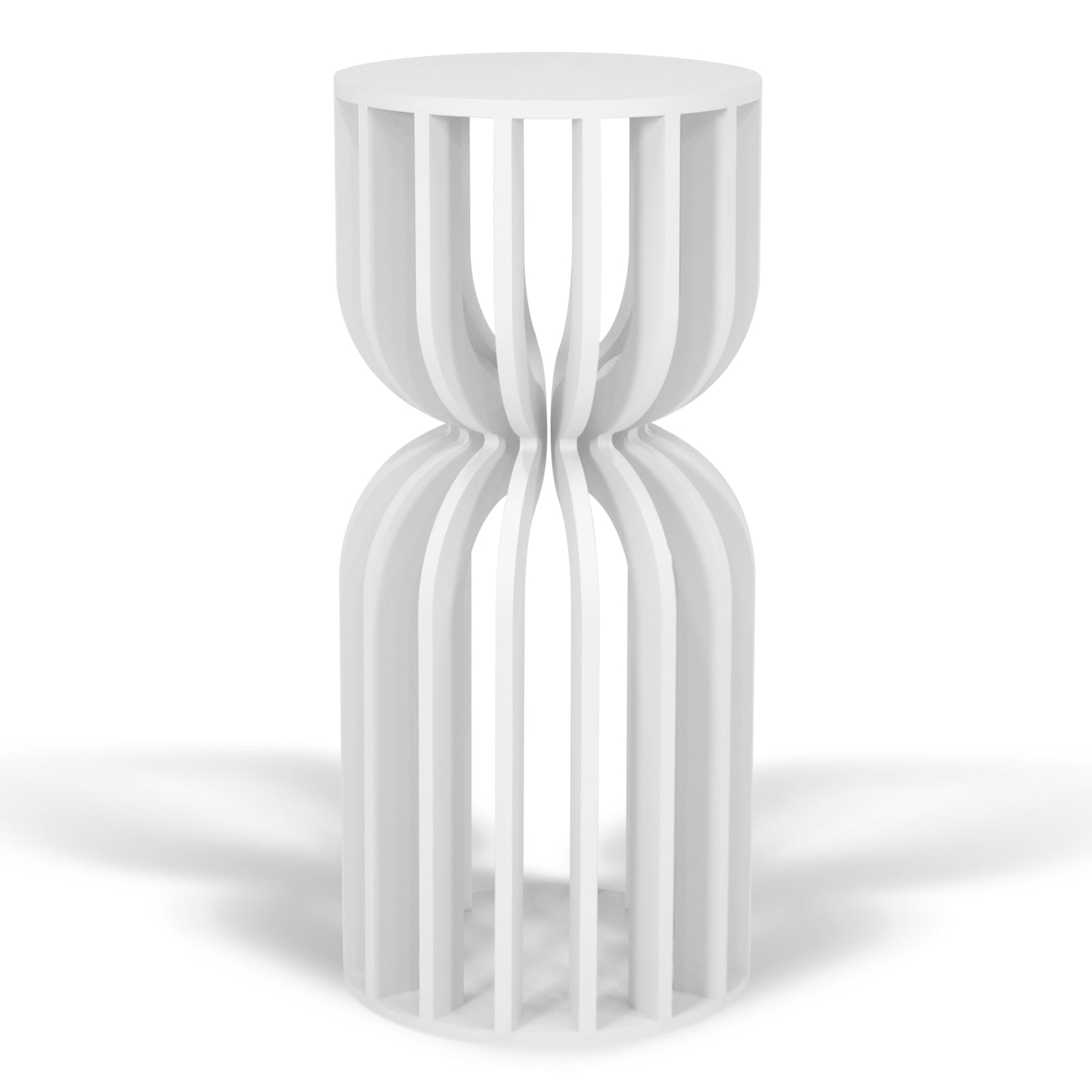 White Slatted Hour Glass Cake Plinth