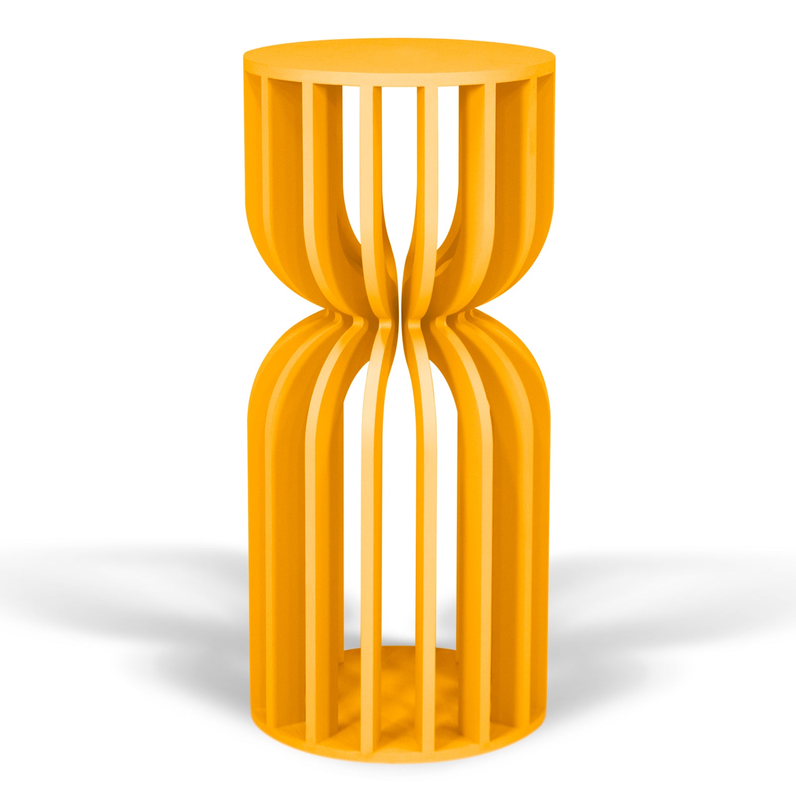 Yellow Slatted Hour Glass Cake Plinth